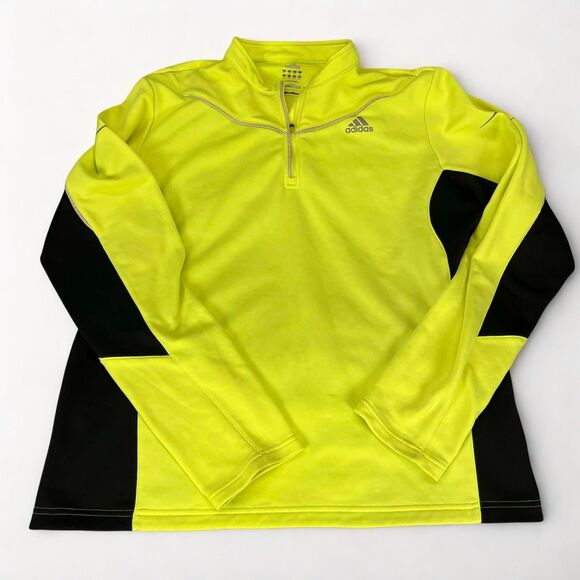 adidas Other - Adidas Running Shirt Mens XL ClimaCool Yellow Black Long Sleeve 1/4 Zip Top